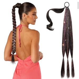 SEIKEA DIY Braid Ponytail Extension with Glitter Hair Tinsel, 26"